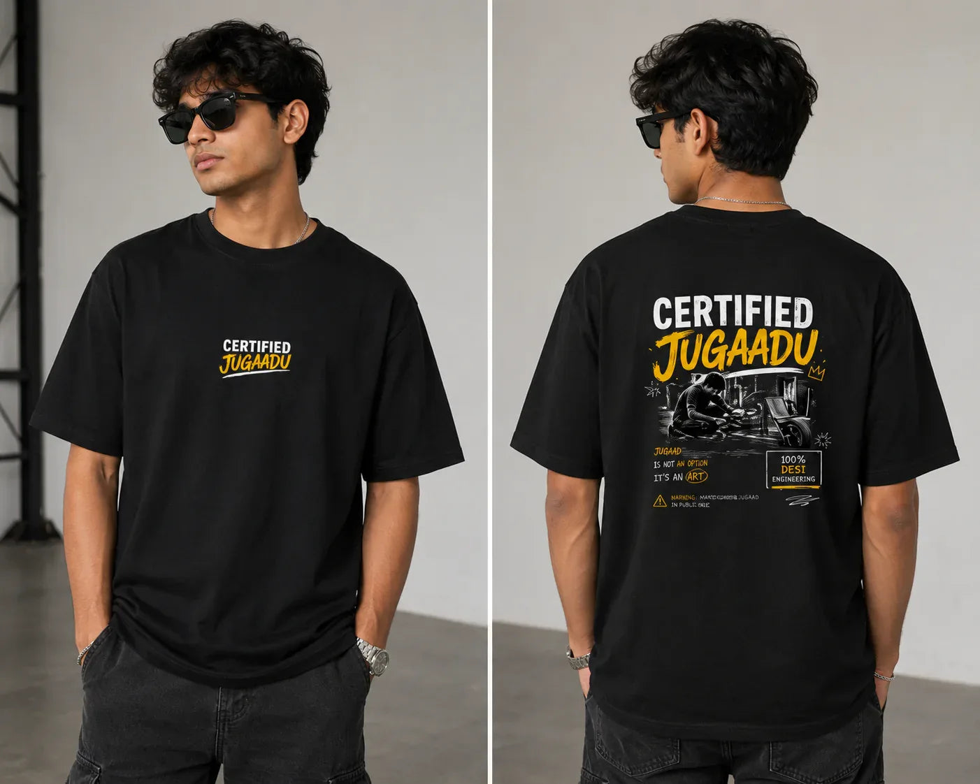 Certified Jugaadu 100% Cotton Round Neck T-shirt